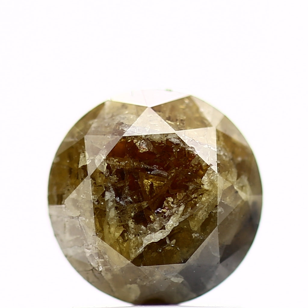 1.74 Carat Fancy Yellow Rustic Round Shape Brilliant Cut Natural Loose Diamond